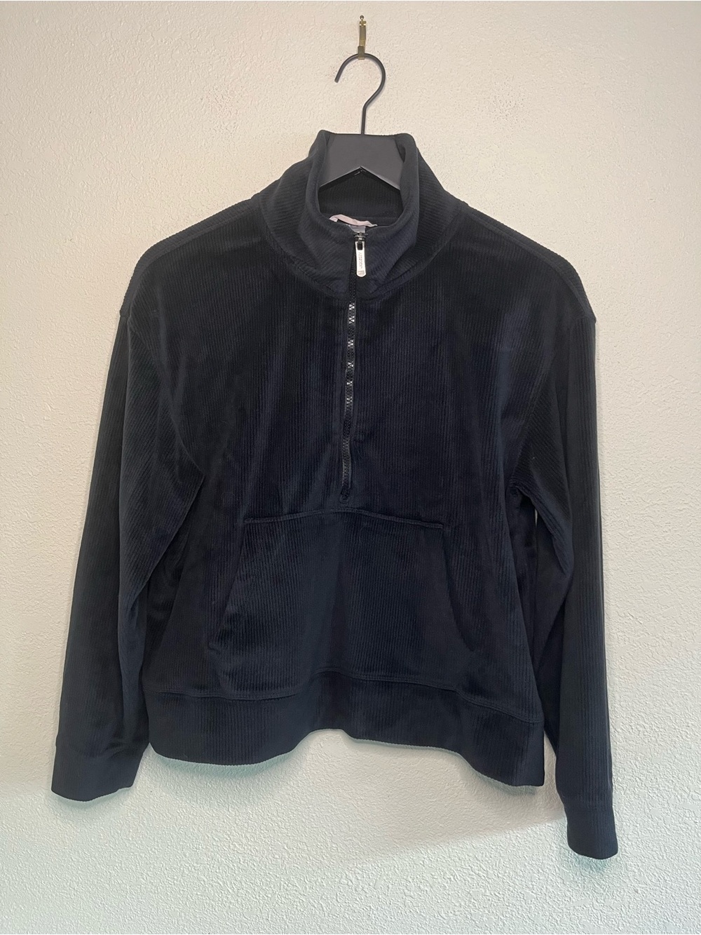 Jockey Black Corduroy Half-Zip Pullover Sweater